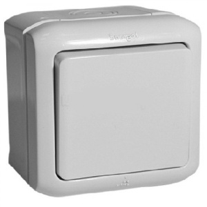 legrand quteo ip-44 выключатель 1 клавишный серый (10уп)