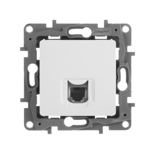 legrand etika розетка телефонная 1-я rj-11 белая