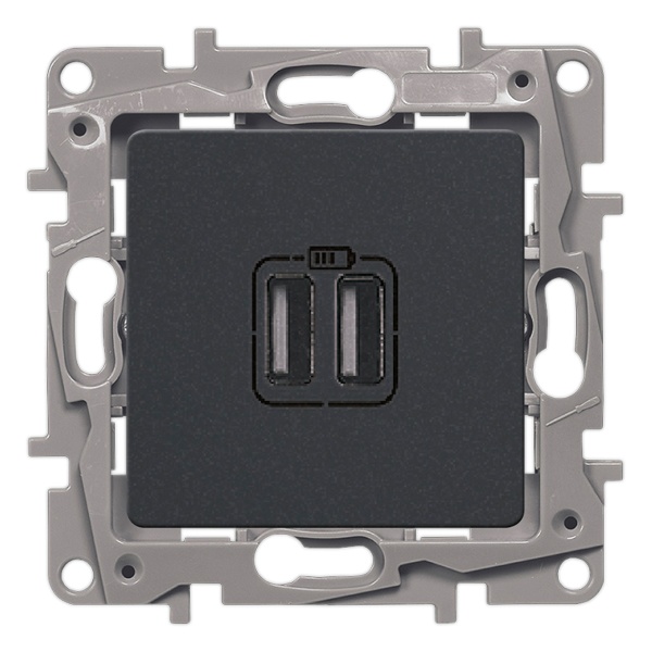 Legrand Etika Зарядное устройство с двумя USB-разьемами 240В/5В 2400мА антрацит