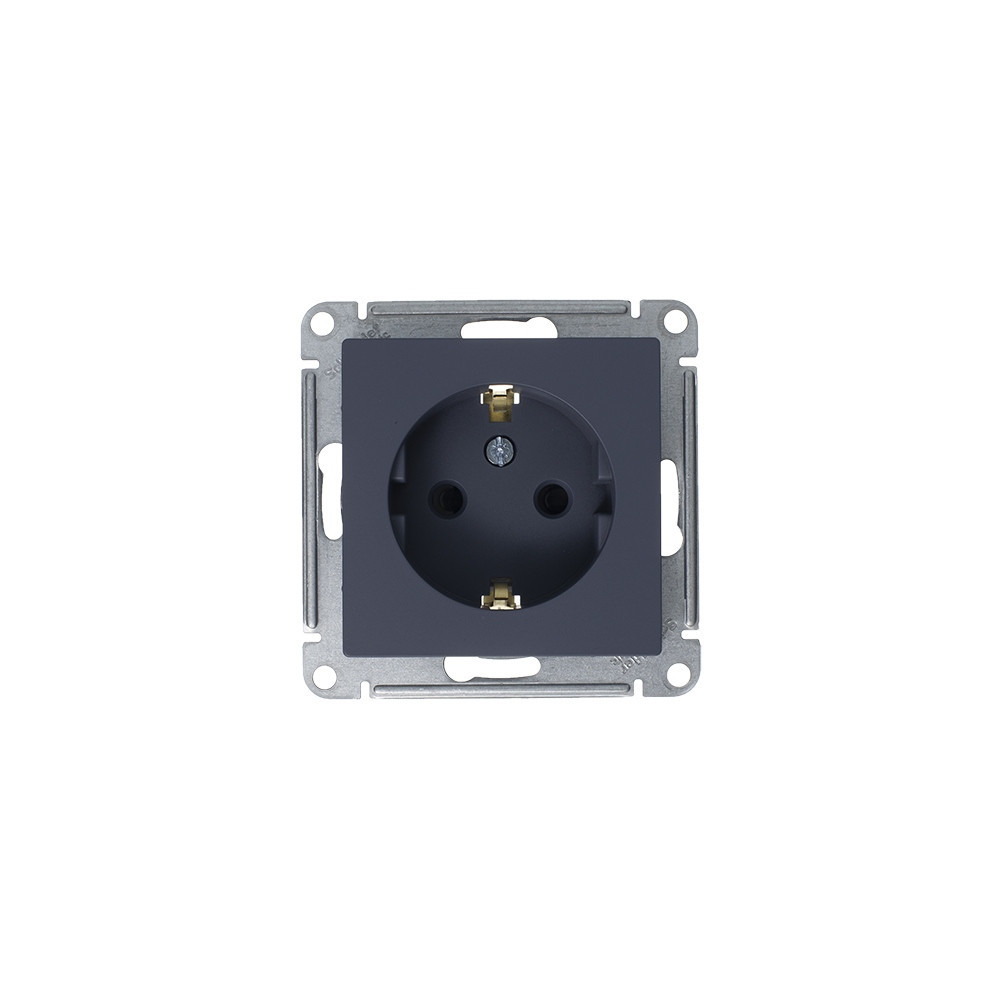 systeme electric atlasdesign, розетка 1-я с заземлением со шторками грифель