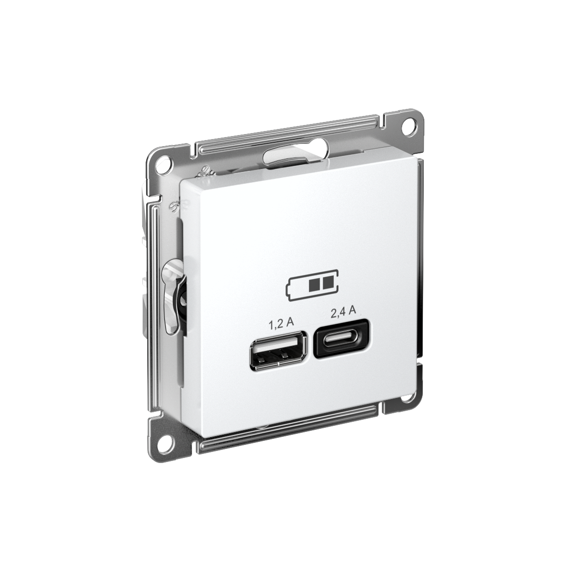 Systeme Electric ATLASDESIGN розетка 2xUSB (1.2A/2.4A) типы A и C для зарядки лотос