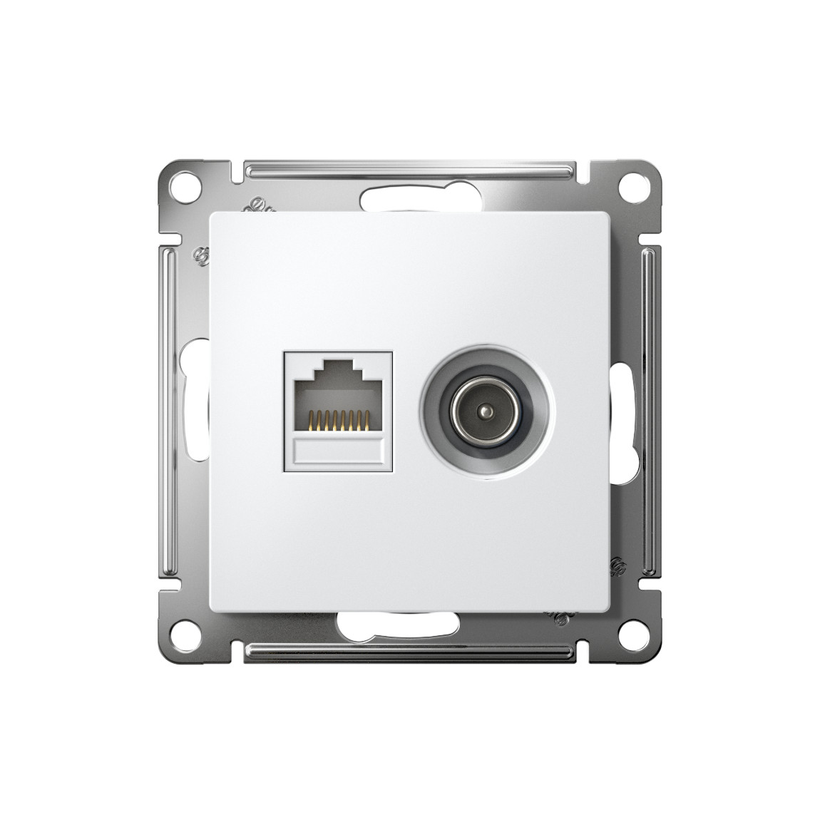 systeme electric atlasdesign, розетка tv+rj45 5е кат. белый atn000189