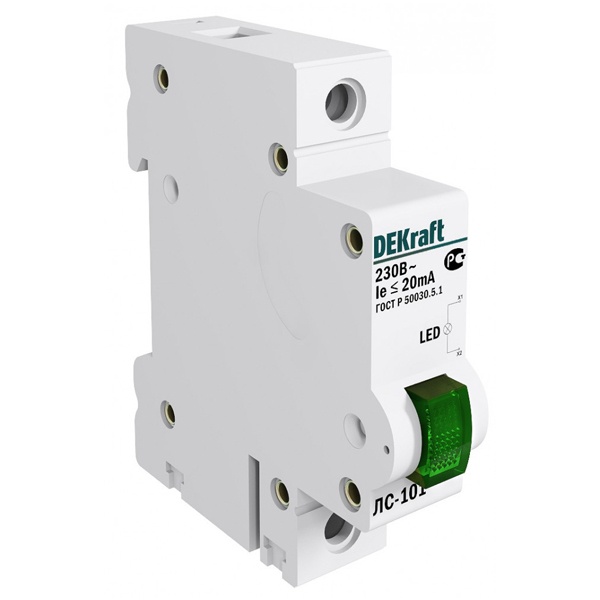 Dekraft 18004DEK Лампа сигнальная на DIN-рейку 1P зеленая LED ЛС-101 220В