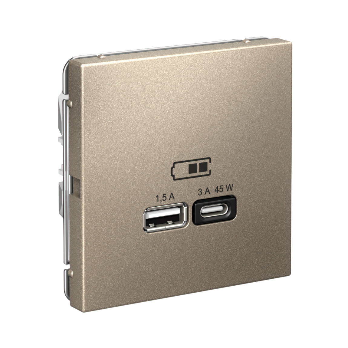  system electric artgaller розетка 2-я usb+usb type c ,45вт; 5в /1,5-3а ввысокоск. шампань gal000529