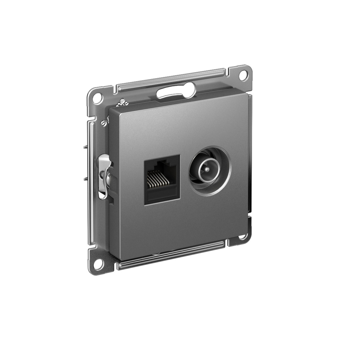 systeme electric atlasdesign розетка tv +rj45 5е кат. сталь