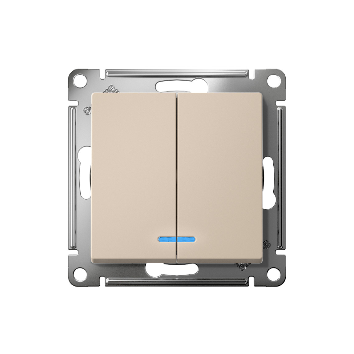 systeme electric atlasdesign выключатель 2-клавишный с подсветкой песочный
