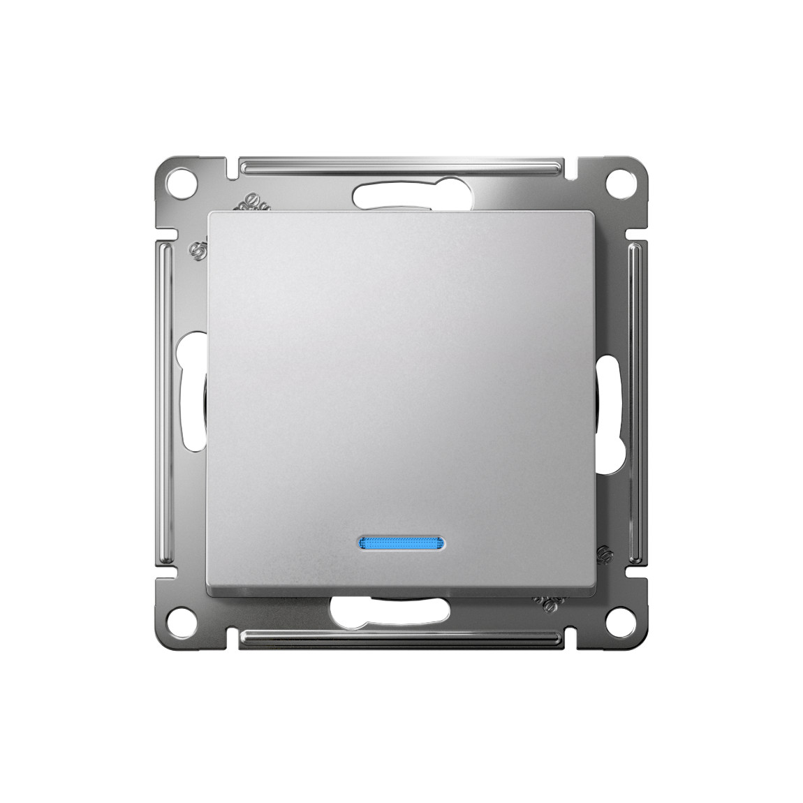 systeme electric atlasdesign, выключатель 1-клавишный с подсветкой алюминий atn000313