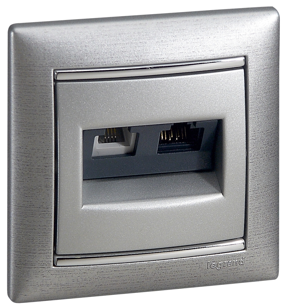 legrand valena розетка компьютерная rj-45 кат.6 utp+розетка телефонная rj-11 алюминий