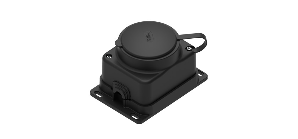 MultiSet розетка каучуковая 1-я, 2К+З 16А/250В IP44 чёрная Systeme Electric
