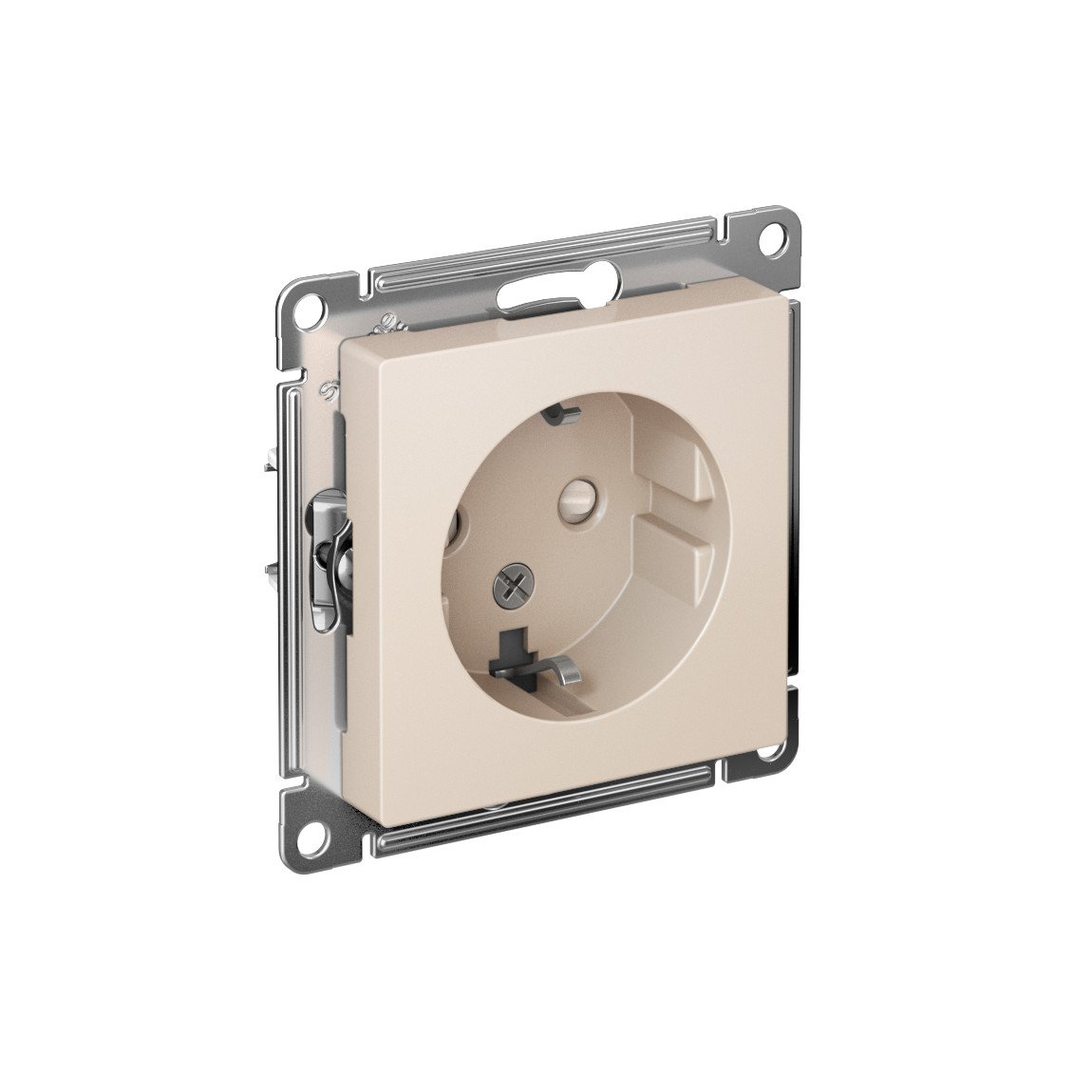 systeme electric atlasdesign, розетка 1-я с заземлением со шторками бежевый atn000245