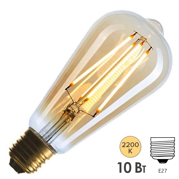 Ретро лампа груша FL-Vintage ST64 10W E27 220V 2200К D64х140D