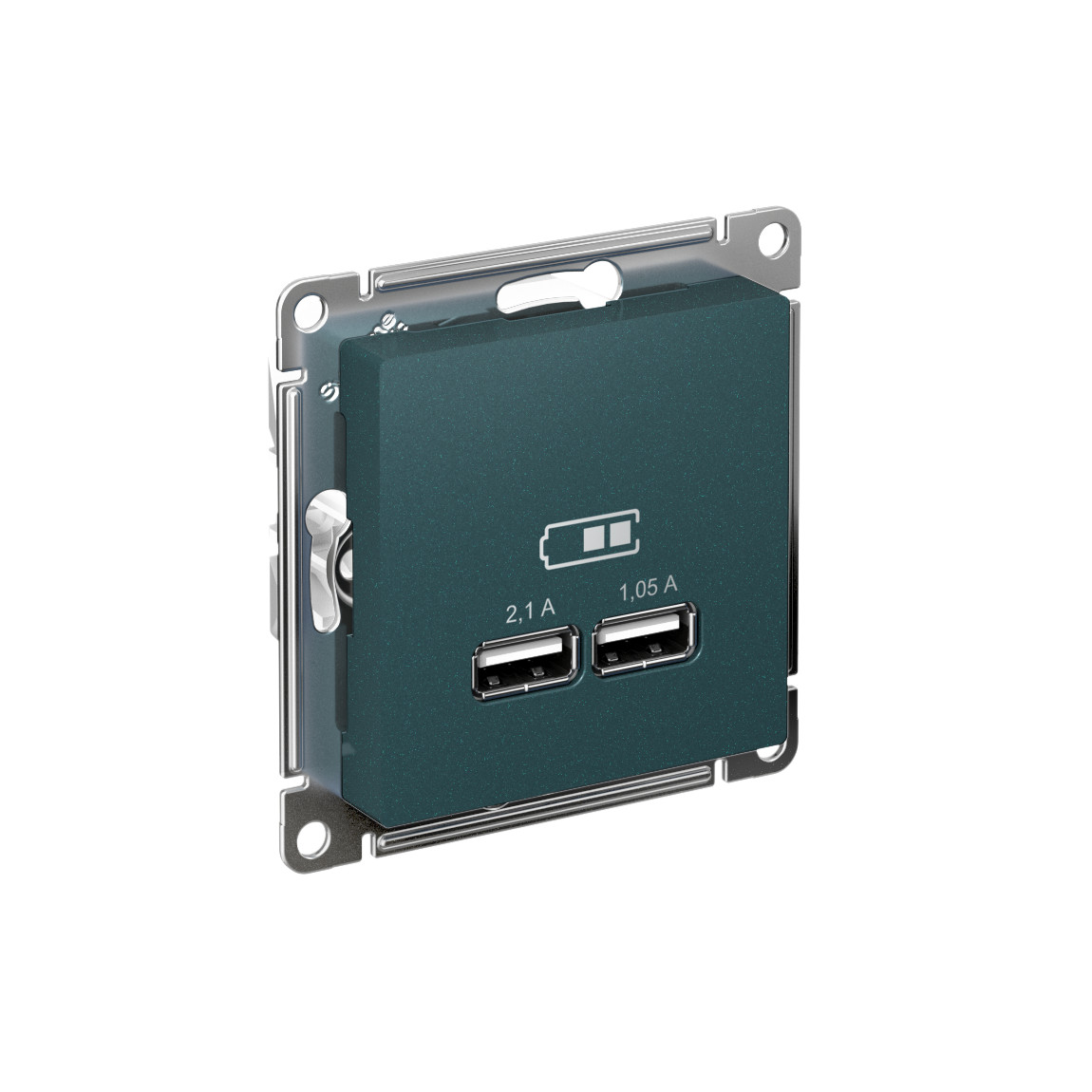 systeme electric atlasdesign розетка usb двойная для зарядки изумруд