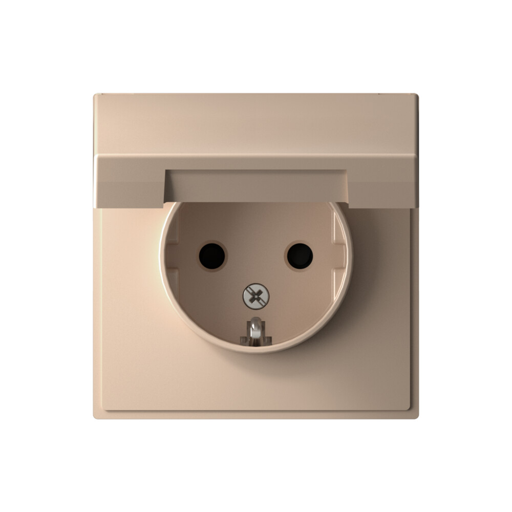 System Electric ArtGallery розетка 1-я с заземлением с крышкой, со шторками песочный GAL001246