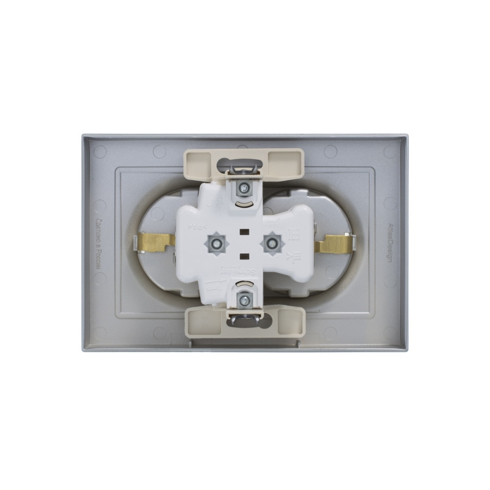 systeme electric atlasdesign, розетка 2-я с заземлением алюминий atn000324