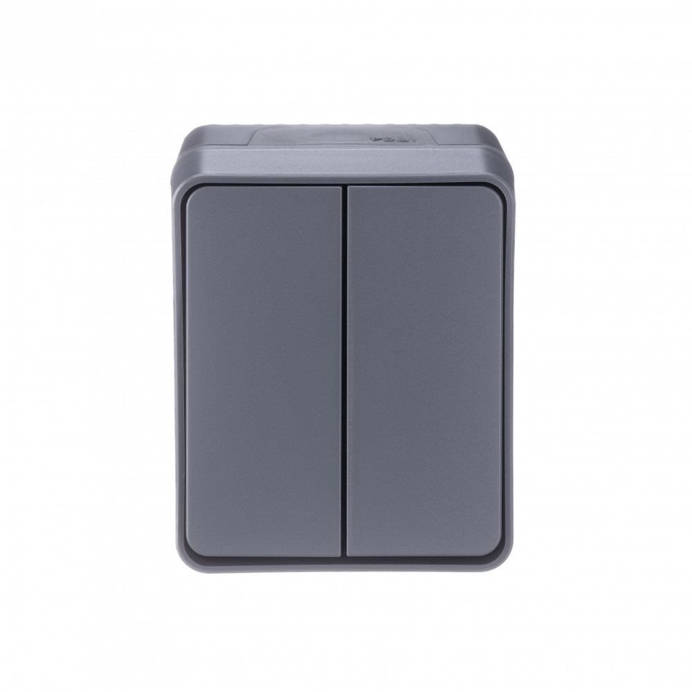 atlasdesign profi54 о/у выключатель 2-клавишный 10а антрацит ip54 atn544051