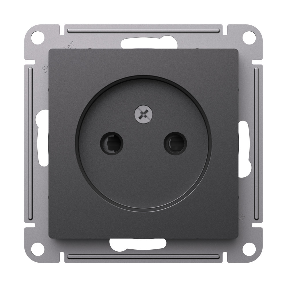 systeme electric atlasdesign розетка 1-я без заземления со шторками базальт atn001449