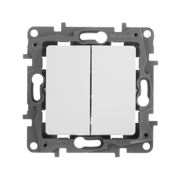 legrand etika выключатель 2 клавишный белый
