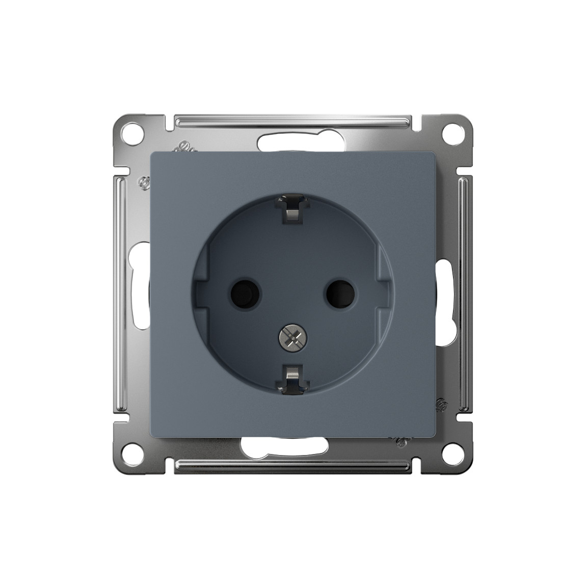 systeme electric atlasdesign, розетка 1-я с заземлением со шторками грифель