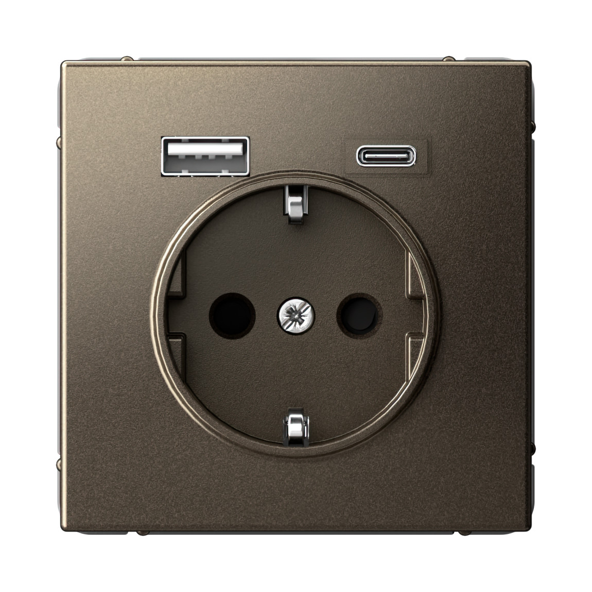 system electric artgallery розетка 1-я с заземлением со штор., с usb+usb type c, мокко gal000632