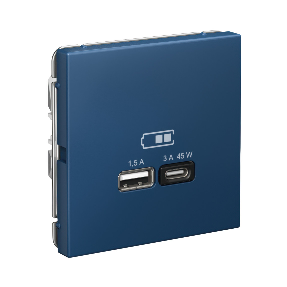 system electric artgaller розетка 2-я usb+usb type c, 45вт; 5в / 1,5-3а ввысокоскор. аквамарин gal001129