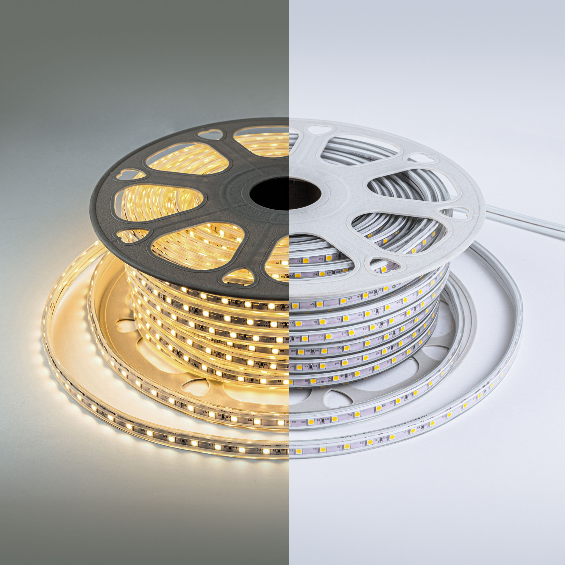 светодиодная лента 5050 60 led 220v 14.4w/m 10mm 3000k (50м бухта) eleganz