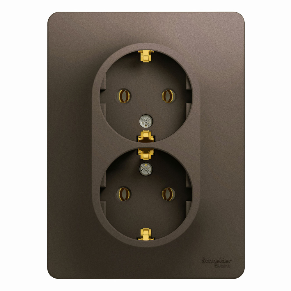 System Electric Glossa розетка 2-я с заземлением шоколад