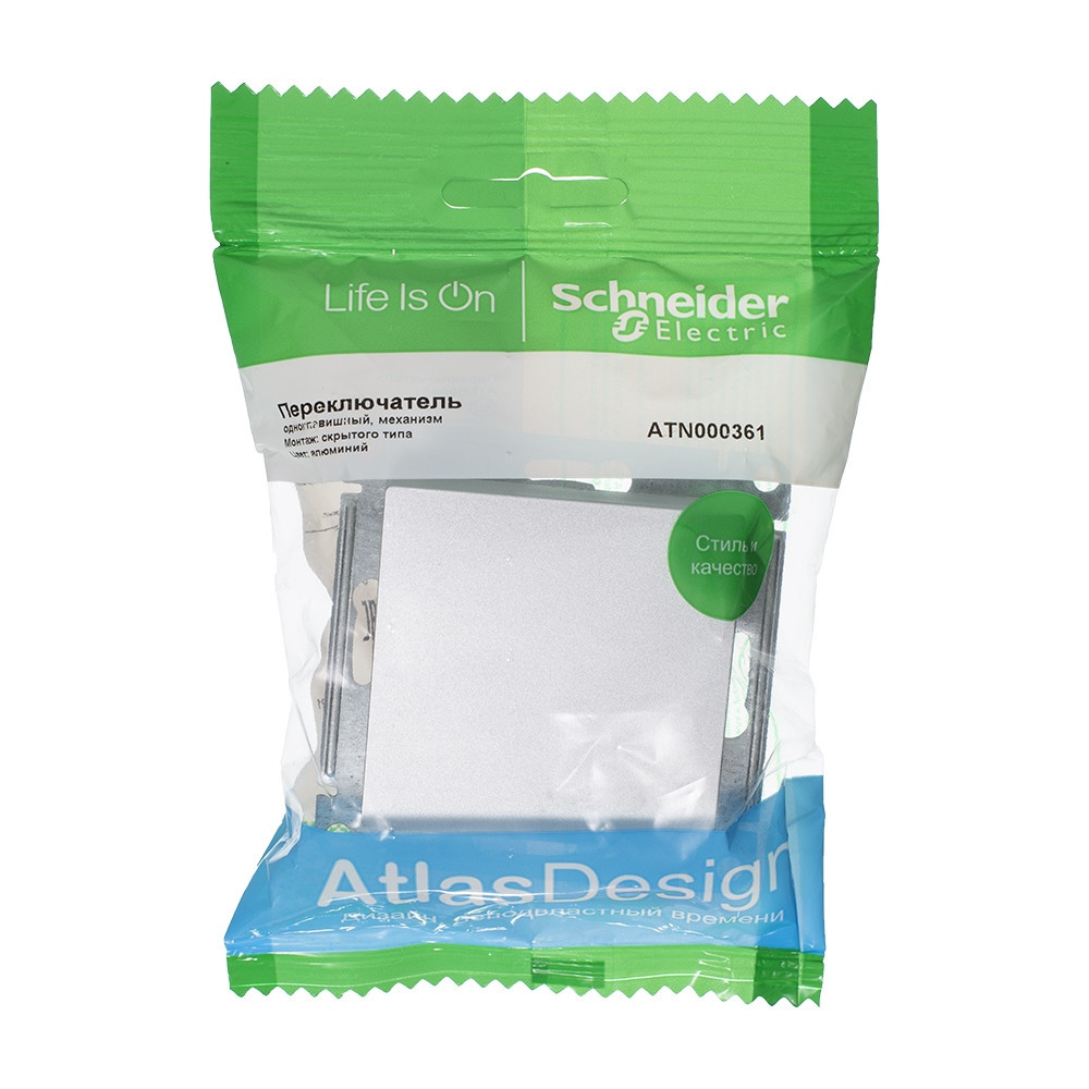 systeme electric atlasdesign, переключатель 1-клавишный алюминий atn000361