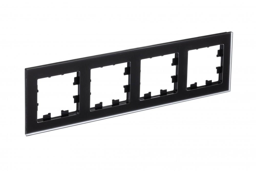systeme electric atlasdesign nature стекло рамка 4-я универсальная матовый черный  atn331004