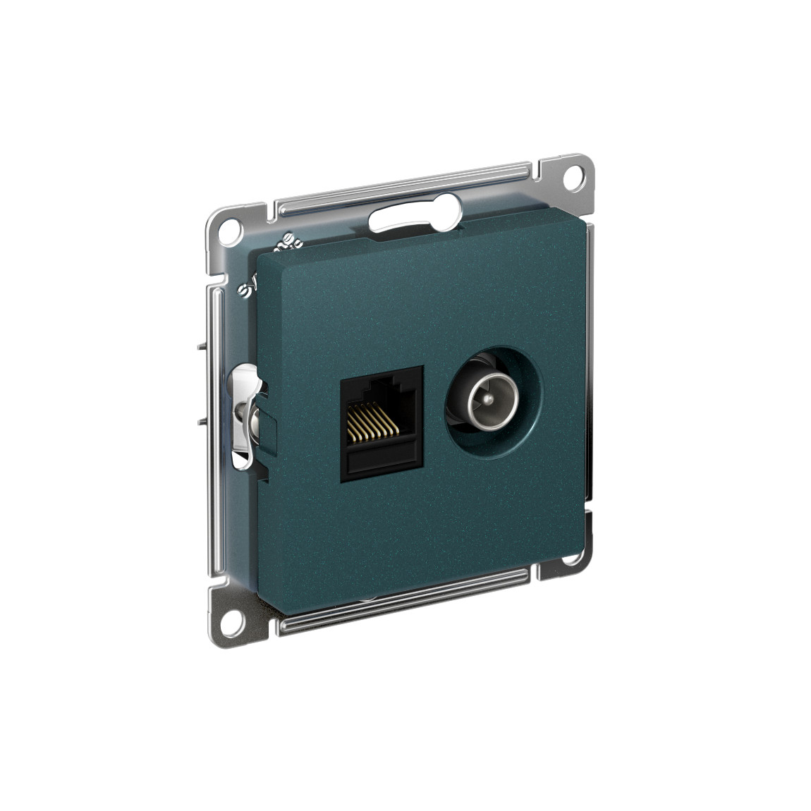 systeme electric atlasdesign розетка tv +rj45 5е кат. изумруд
