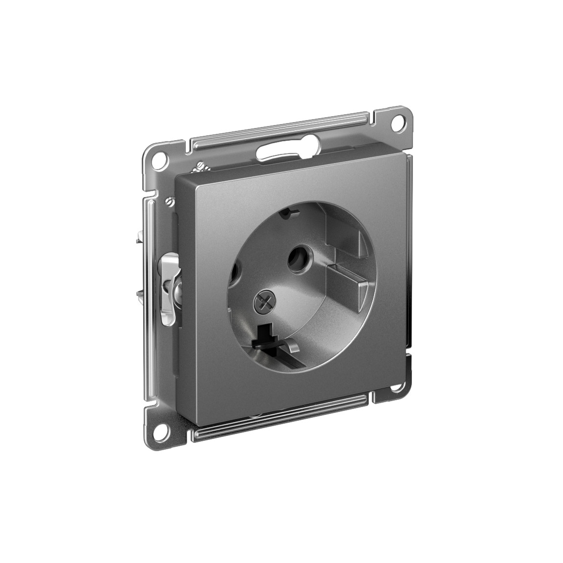 systeme electric atlasdesign розетка 1-я с заземлением сталь