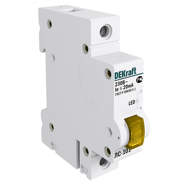 Dekraft 18008DEK Лампа сигнальная на DIN-рейку 1P желтая LED ЛС-101 220В