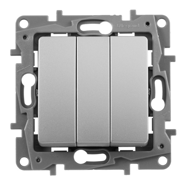 Legrand Etika выключатель 3 клавишный алюминий