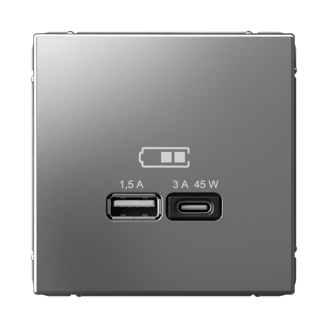  system electric artgaller розетка 2-я usb+usb type c ,45вт; 5в /1,5-3а ввысокоск. сталь gal000929
