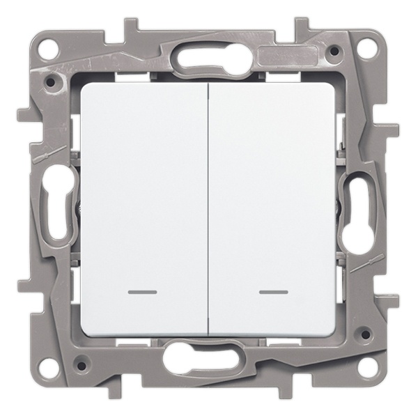 Legrand Etika выключатель 2 клавишный с подсветкой белый