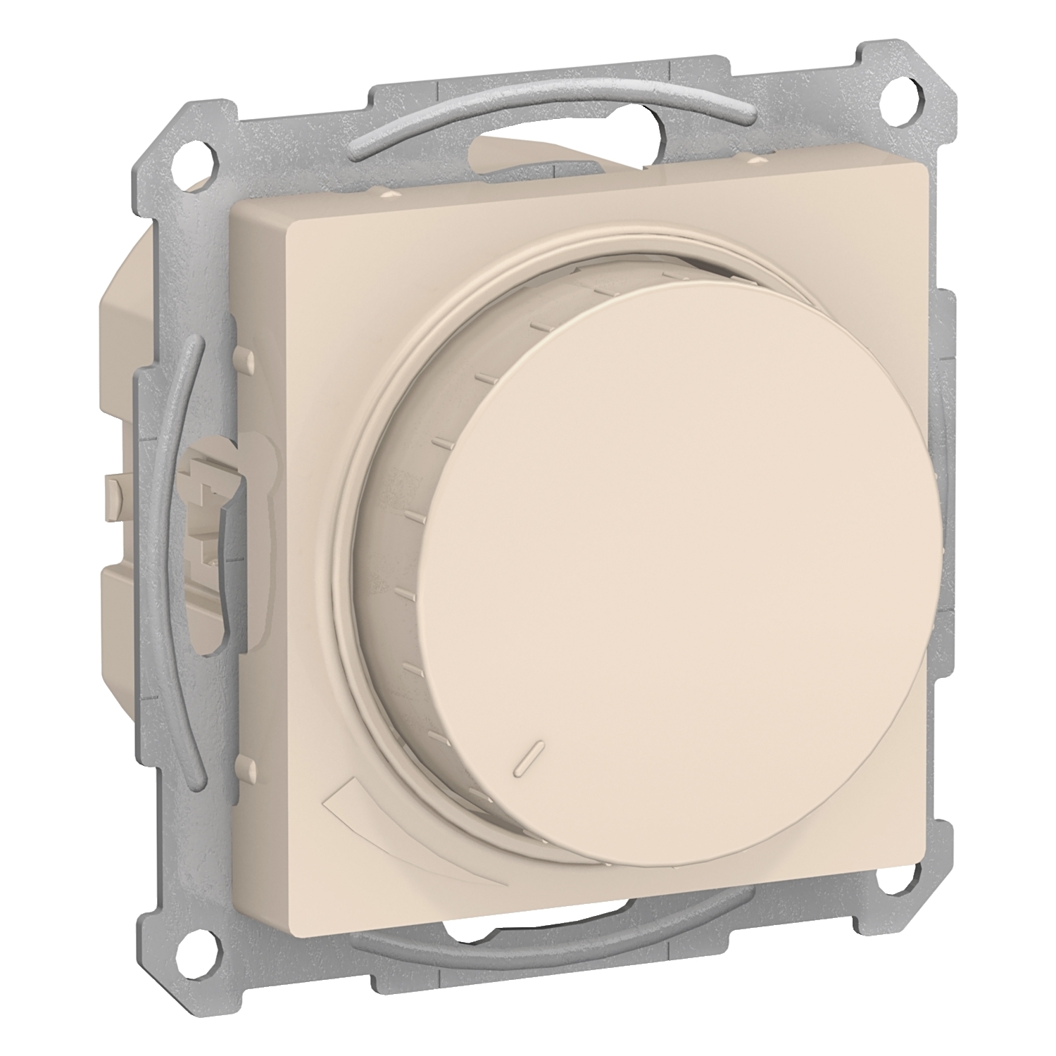 Systeme Electric ATLASDESIGN, светорегулятор (диммер) поворотно-нажимной RC, 20-630/ 10-315Вт дим. led лампы бежевый ATN000236