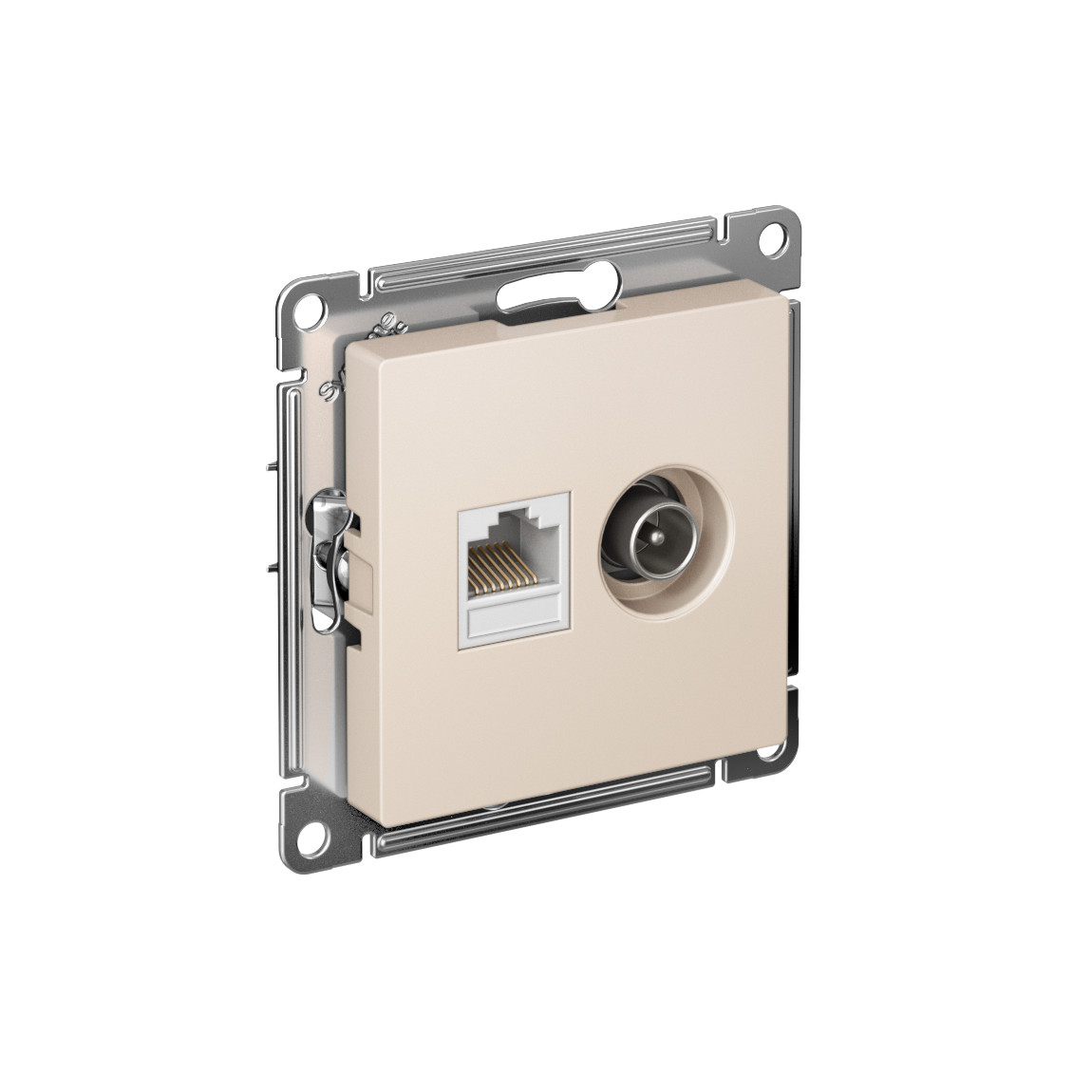 systeme electric atlasdesign, розетка tv+rj45 5е кат. бежевый atn000289