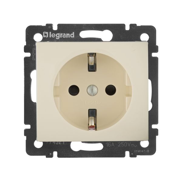 legrand valena розетка 1-я с заземлением со шторками слоновая кость