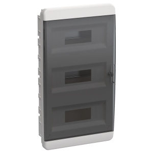 iek бокс пластиковый встраиваемый tekfor щрв-п-36 ip41 прозрачная черная дверца