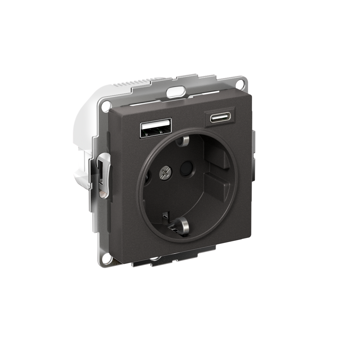 Systeme Electric ATLASDESIGN Розетка с заземлением и с 2 USB A+A, 2х5В/1,2А,16А, базальт ATN001432