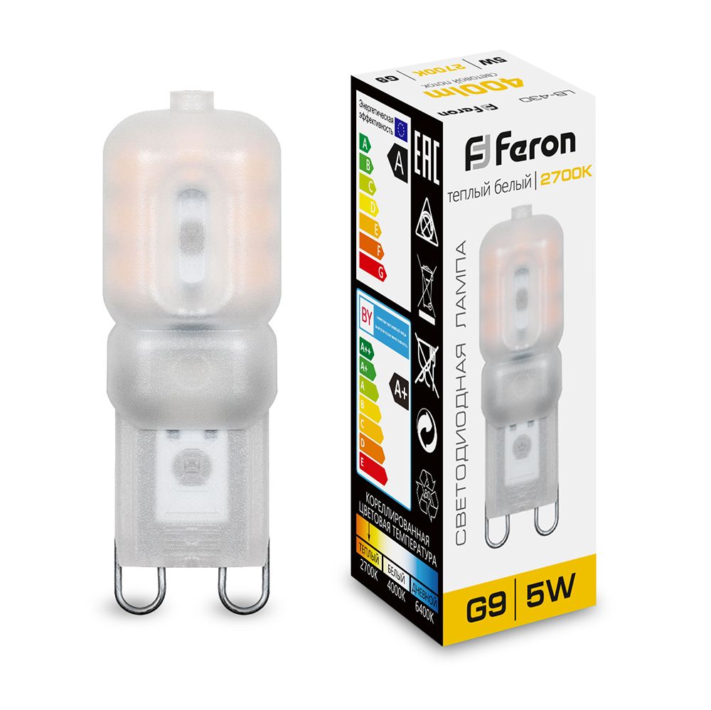 Лампа светодиодная LB-430 G9 230V 5W 2700K Feron 