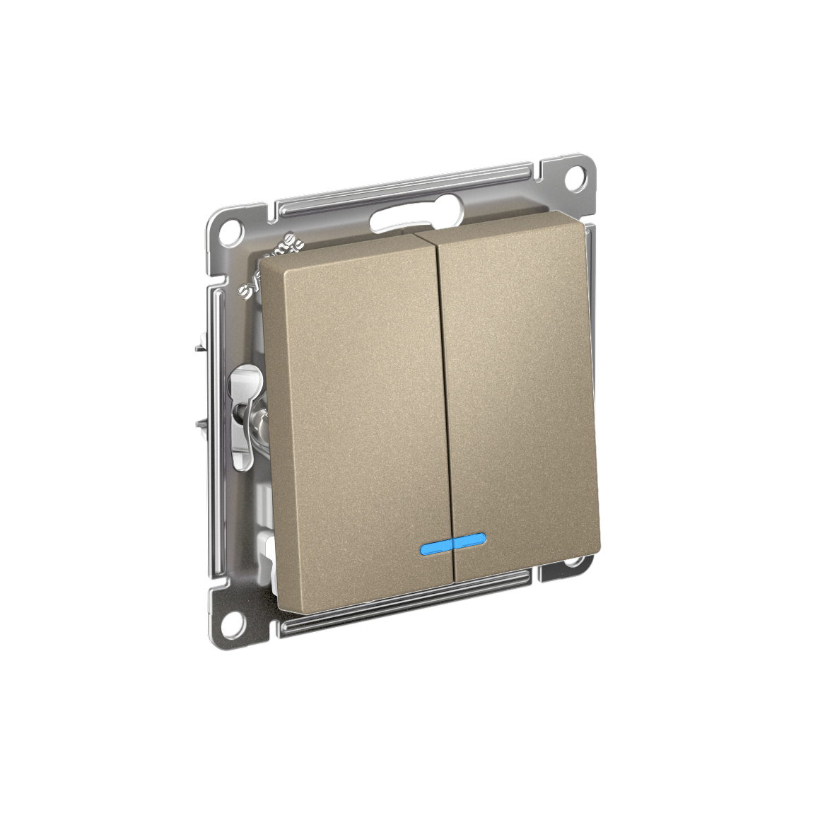 Systeme Electric ATLASDESIGN выключатель 2-клавишный с подсветкой шампань