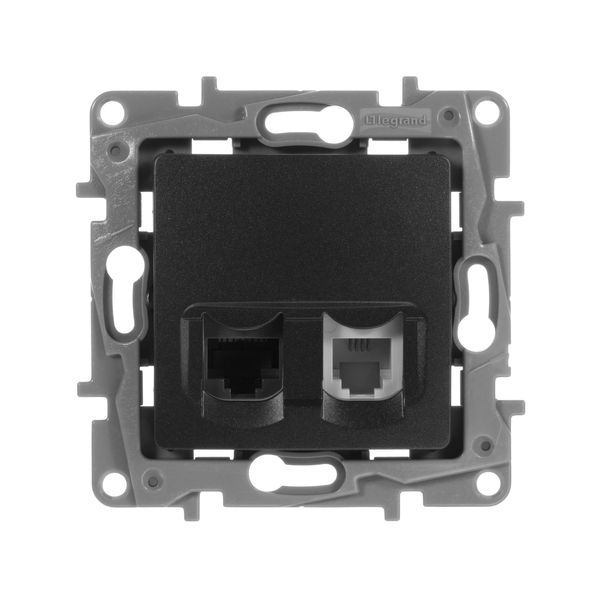 legrand etika розетка компьютерная rj-45 кат.5 utp+розетка телефонная rj-11 антрацит