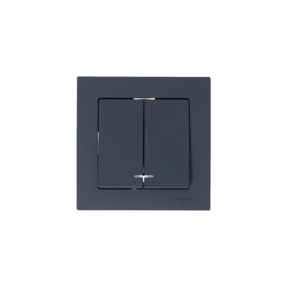 systeme electric atlasdesign, выключатель 2-клавишный с подсветкой грифель