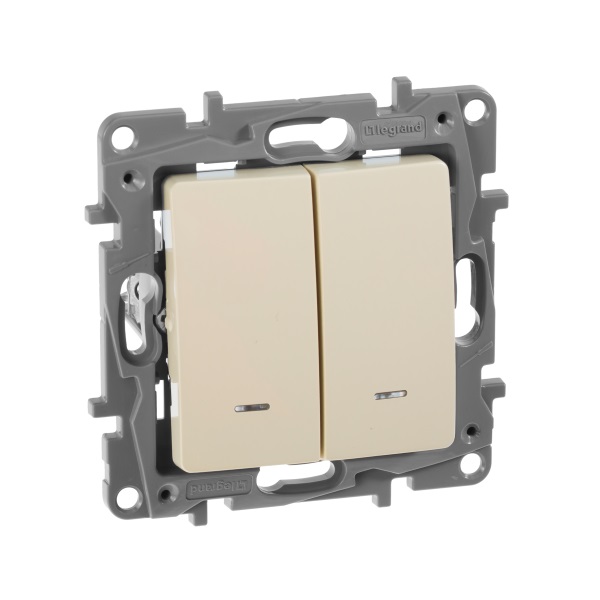 legrand etika переключатель 2 клавишный с подсветкой слоновая кость