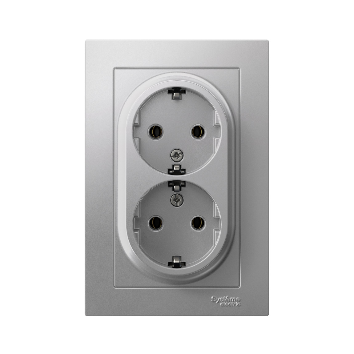 systeme electric atlasdesign, розетка 2-я с заземлением алюминий atn000324