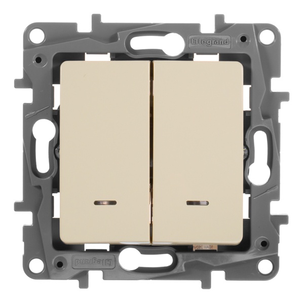 Legrand Etika выключатель 2 клавишный с подсветкой слоновая кость