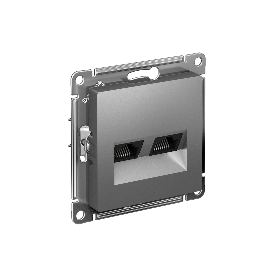 Systeme Electric ATLASDESIGN розетка двойная RJ45+RJ45 5е кат. сталь