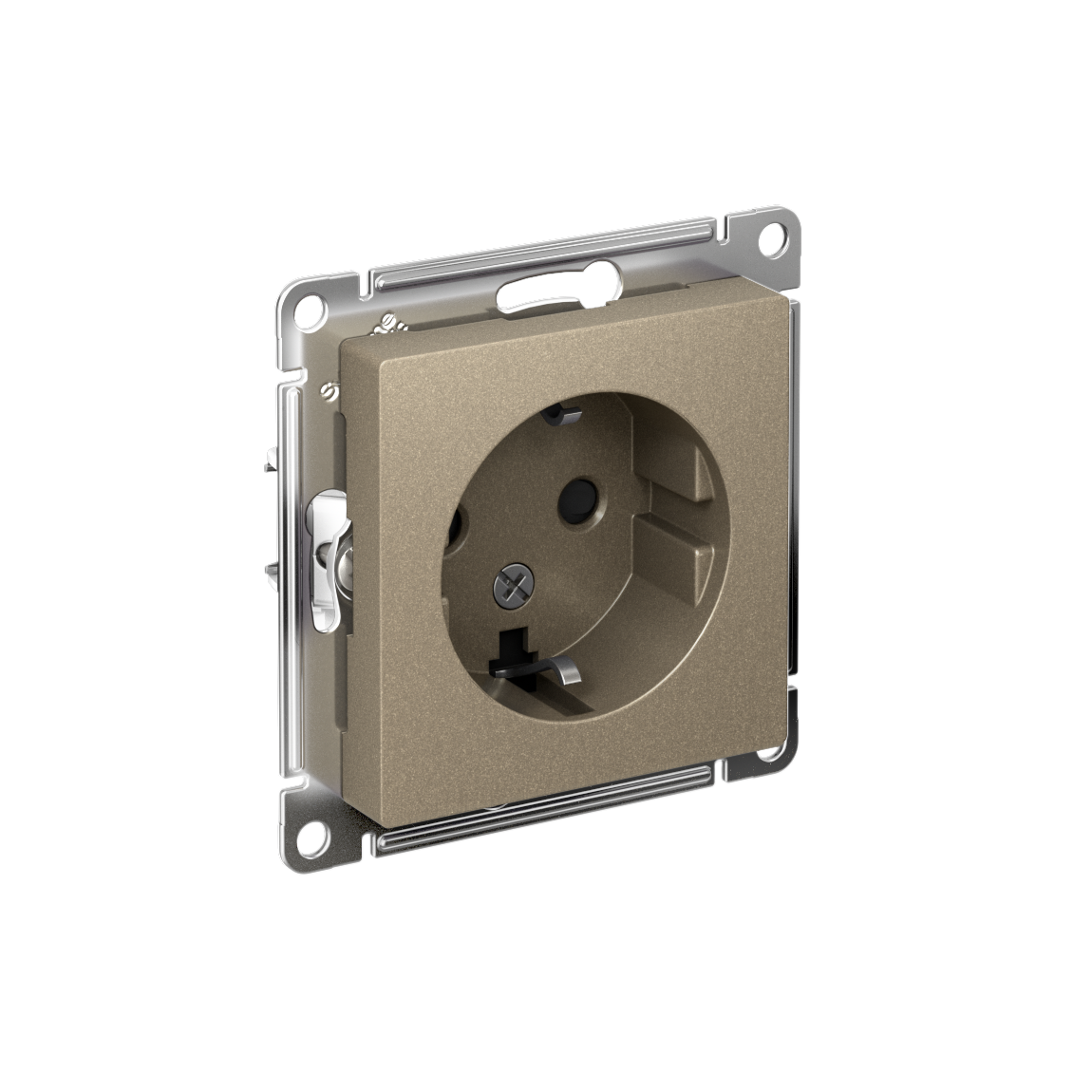 Systeme Electric ATLASDESIGN розетка 1-я с заземлением со шторками шампань