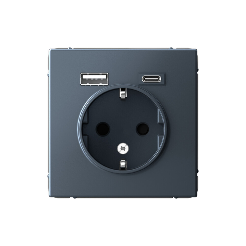 System Electric ArtGallery розетка 1-я с заземлением со штор., с USB+USB type C, грифель GAL000732