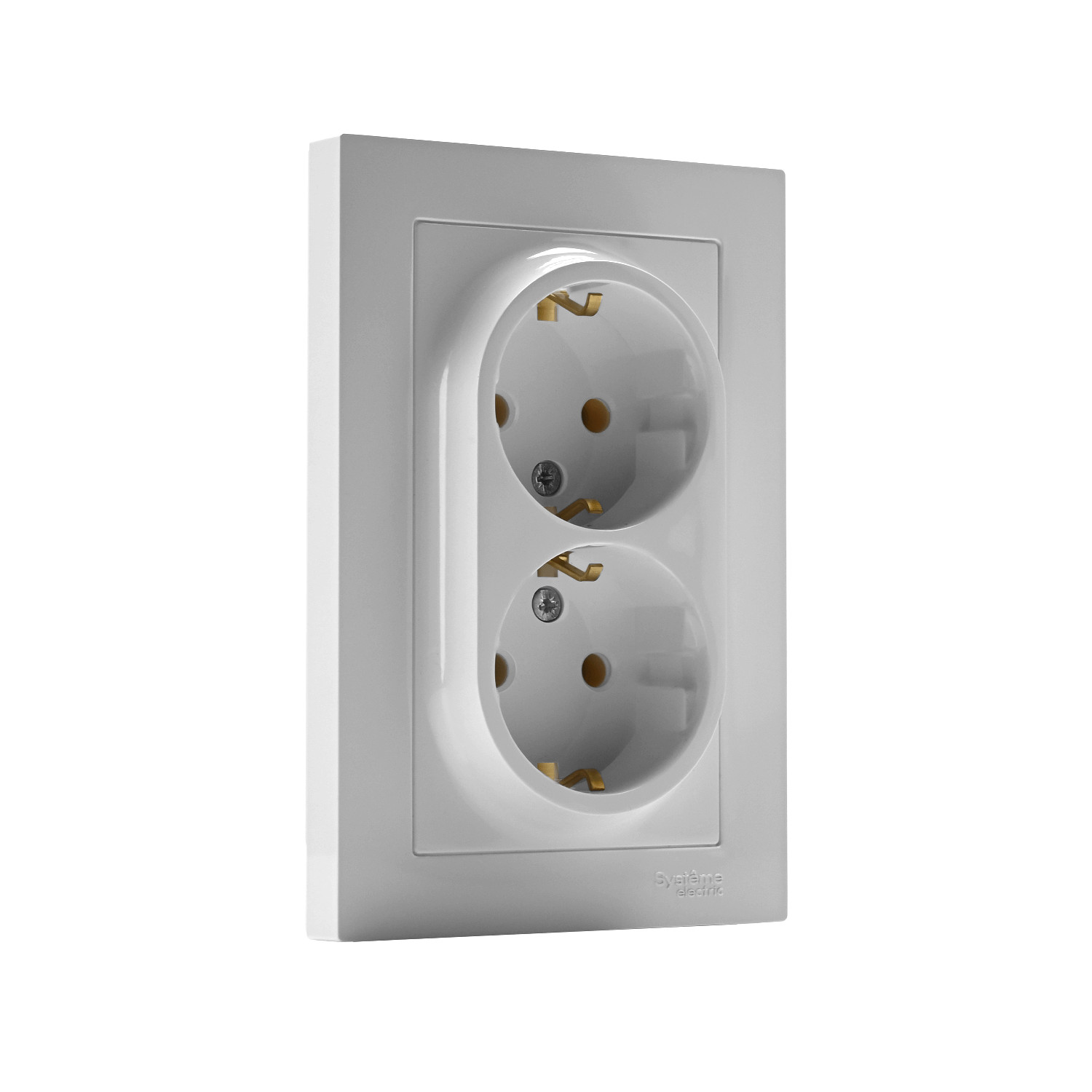 systeme electric atlasdesign, розетка 2-я с заземлением белый atn000124
